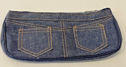 Denim Jean Zip-Up Pouch Pencil Case - School, Pens, Catch All Vintage 1970s