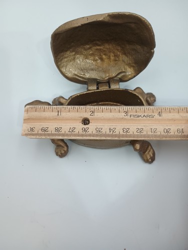 "Estatuilla de tortuga de hierro fundido Golden's caja de baratija de 5"", cenicero" - Imagen 5 de 5