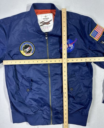 NASA Space Shuttle Bomber Jacket ASSTSERIES Militare Navy Youth L - Picture 6 of 6