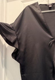 Victoria's Secret Satin Short Kimono Ruffles Lingerie One Size Cover Up *Flaw*