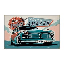 Volvo Amazon 1969 Banner Flag Wagon Garage Racing Man Cave Auto Shop 3ft X 2ft.
