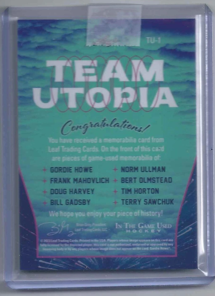 2023 Leaf Team Utopia Gordie Howe Mahovlich Ullman Olmstead Harvey Horton #6/12 - Image 2 of 3