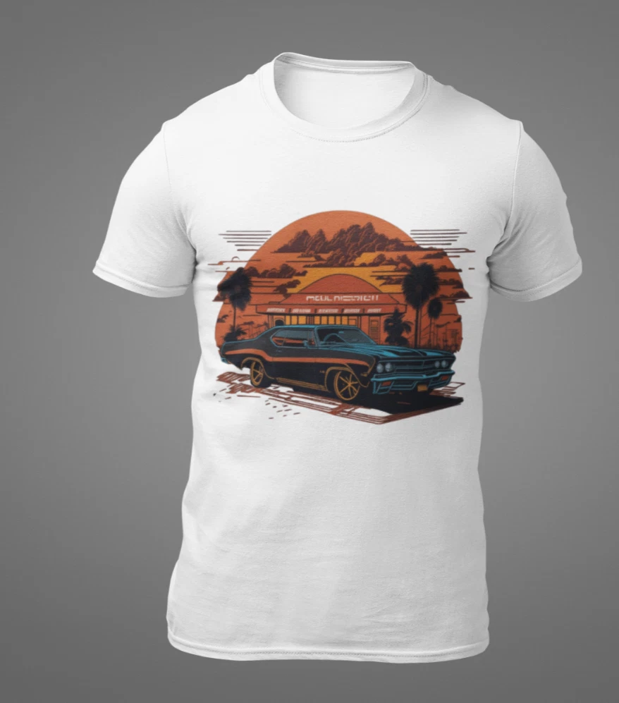 Vintage Muscle Car T Shirt Mens Retro Classic Hot Rod Biker Graphic Tee Summer