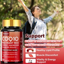 COQ10 with Omega 3 Supplemet, Heart Health, Energy  Antioxidant Support 60 Caps