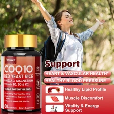 COQ10 with Omega 3 Supplemet, Heart Health, Energy & Antioxidant Support 60 Caps