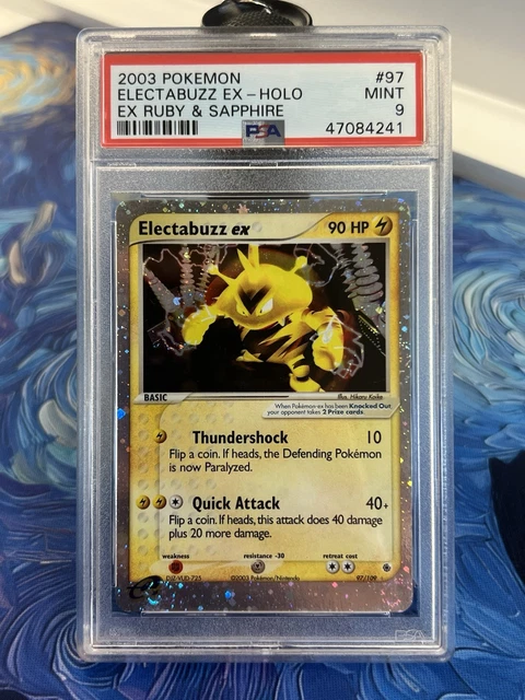 2003 Electabuzz ex Holo EX Ruby & Sapphire #97 Double Swirl 🌀 PSA 9