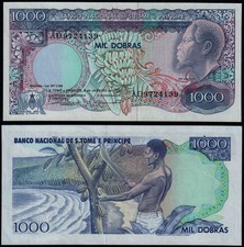 SAINT THOMAS & PRINCE 1000 DOBRAS (P62) 1989 UNC