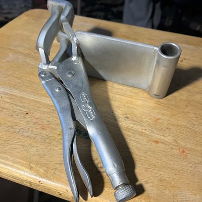 Peterson vise Grips 10'' welding pliers motified to be clamped into a vise - 