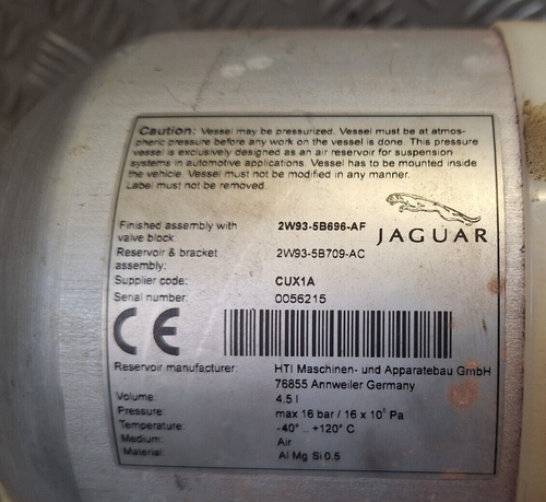 2006 Jaguar XJ 2.7 Air Suspension Tank With Valve Block 2W93-5B696-AF - Picture 3 of 3