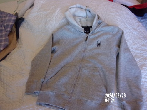 Spyder Hooded Jacket Youth Boys Small Sz- 8 Gray Full Zip Hoodie Sweatshirt Kids - Picture 2 of 3