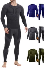 Men's Winter Thermal Underwear Set Fleece Lined Long Johns Base Layer Top&bottom