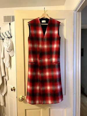 Vicolo Vest Waistcoast Sleeveless Red Plaid Small