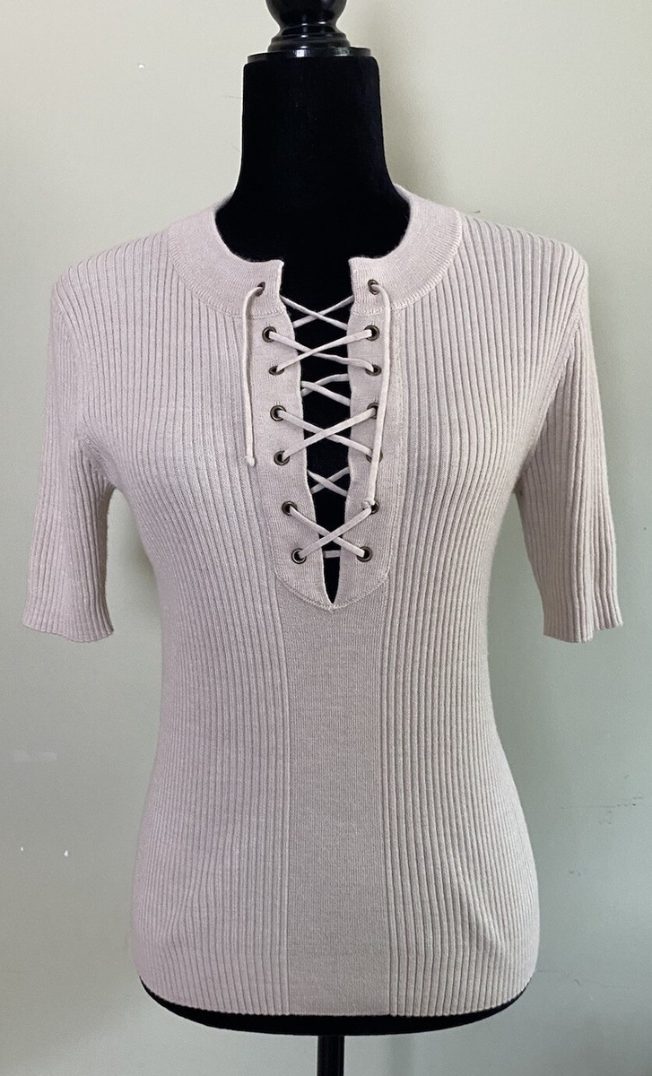 Dries Van Noten Taru Wool-Blend Lace-Up Top woman size small Dries Van Noten Taru Wool-Blend Lace-Up Top woman size small