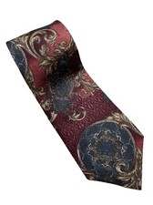 BILL BLASS Men's Necktie, Burgundy Blue, Silk, Designer Luxury, Costa Rica