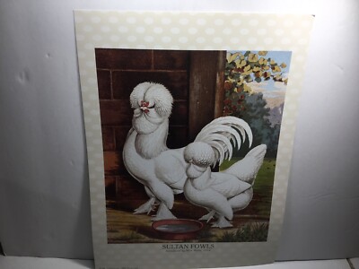 Poster Sultan Fowls Introduced by Miss Watts 1854 by Ludlow, J. W. Copyright 198