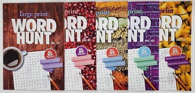 5 New Papp Puzzle Books Large Print Word Hunt Search Find Vol#117-124 Hobby Game