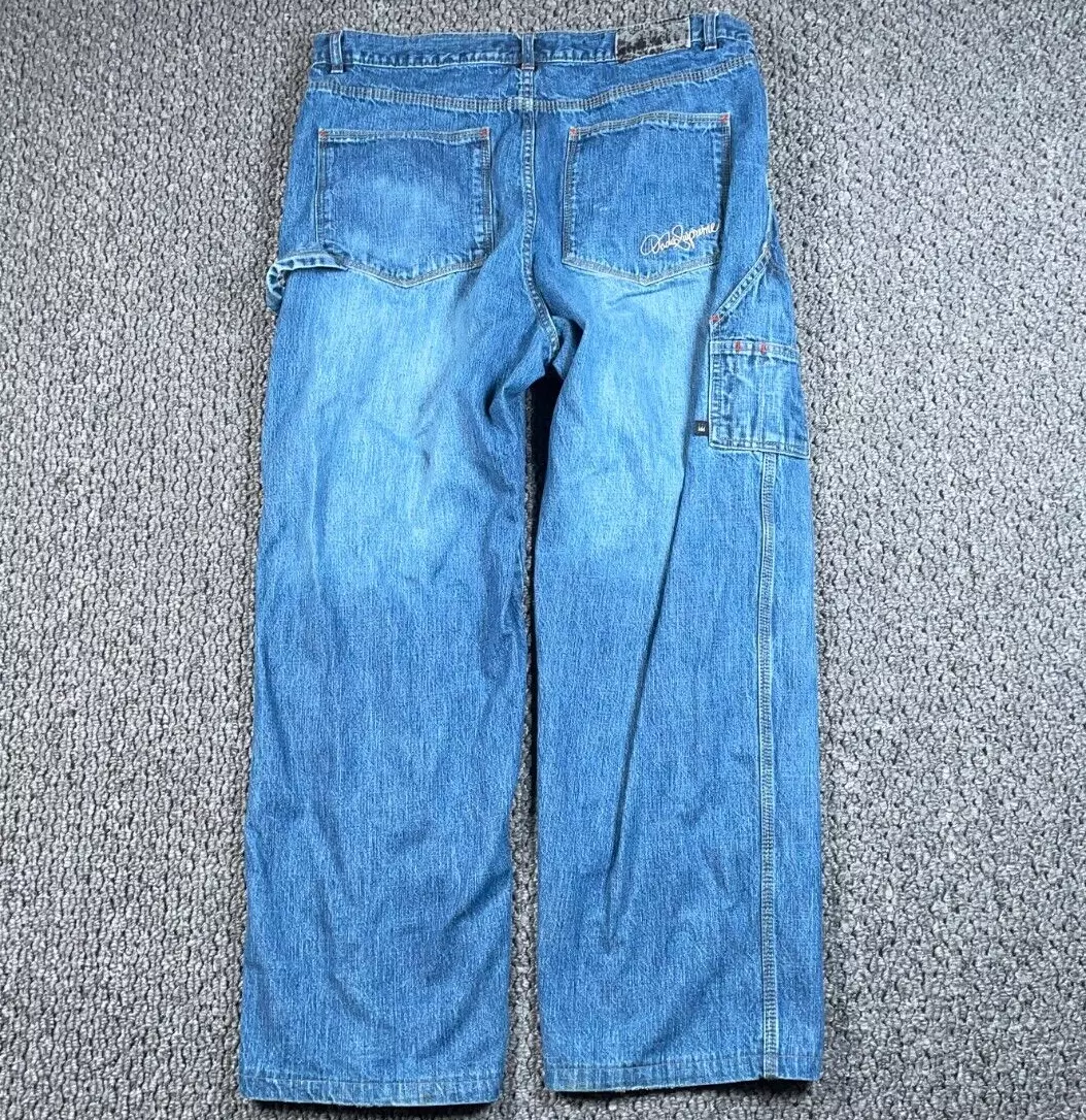 Jeans de menuisier baggy vintage Y2k Dada Supreme pour hommes 38 x 30 denim bleu coupe ample