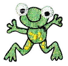 iron on patch applique Shiny Green Frog Measures 1-1/4" tall x 1-1/4" wide