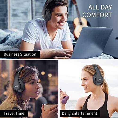 Wireless Bluetooth Headphones, 65H Playtime, 6 Sound Modes, HiFi Stereo Over Ear - Afbeelding 3 van 8
