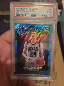 2017 Panini Donruss Basketball Green Flood Lauri Markkanen #159