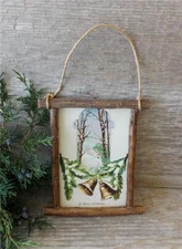HANDMADE ONE-OF-A KIND PRIMATIVE TWIG FRAMED ANTIQUE 1910 CHRISTMAS POST CARD