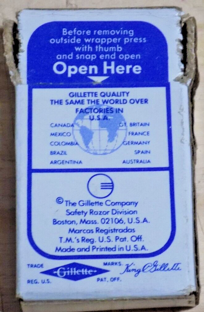 GILLETTE BLUE BLADES New In Open Box FiIVE Sealed SAFETY BLADES