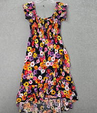 Torrid Women Dress 00 Pink Floral Maxi Challis Off-Shoulder Asymmetrical Ruffle