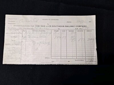 Seltener Empfängerbeleg der San Louis Southern Railway Company 1916 Wagen #34190