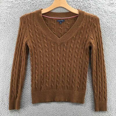 Cable Stitch Women's Half Zip Cotton Pullover Sweater - Loose V-Neck Rib-Knit Top - View #9
