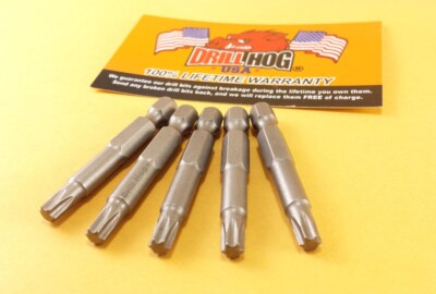 Drill Hog  T-20 Torx Bit T-20 Star Bit Insert T-20 x 2'' Lifetime Warranty 5 Pcs
