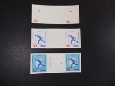 DDR 1969, 30Pf Olympiade, 3 versch. waagerechtePhasendruck Zwischenstegpaare
