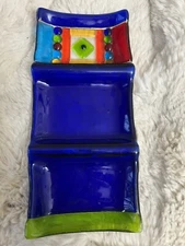 Colorful 3 Section Serving Tray Small Portions - Candy Nuts Sushi Relish Jewelry
