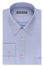 New Geoffrey Beene Regular Fit No Iron Blue Textured Dress Shirt 14 1/2 32 - 33