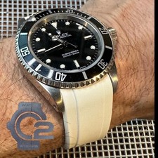 20mm WHITE Vulcanized Caoutchouc rubber Strap ROLEX Submariner Explorer II