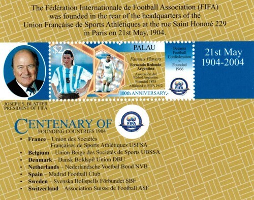 Palau 2004 - FIFA Soccer Centenary - Souvenir Stamp Sheet - Scott #800 - MNH - Picture 1 of 1