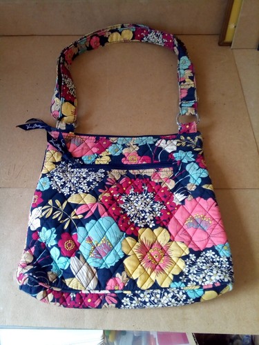 Vintage Vera Bradley Reißverschluss Beuteltasche Handtasche 2 Griffe Blumenmuster mit Taschen