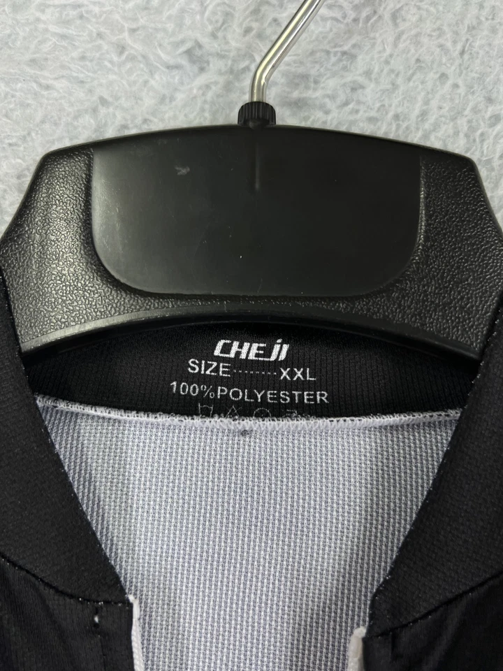 Jersey de Ciclismo Cheji Juvenil 2XL XXL Azul Negro Cremallera Completa Mezcla de Poliéster Bolsillo Foto 3 de 4
