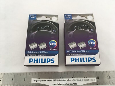 (2) NEW Philips 2-pk 21W LED Adapter CANbus 12V Automotive Warning Canceller