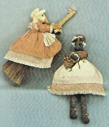 Chicken Mouse Goose Moose Barnyard Belles Broom Covers Dolls Sewing Pattern OOP - Picture 3 of 5