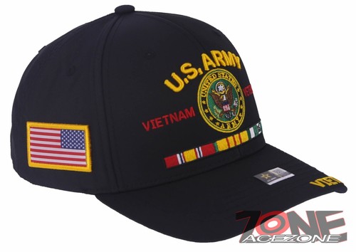 NEW! US ARMY VIETNAM VETERAN FLAG USA RIBBON BAR BALL CAP HAT BLACK - Picture 3 of 4