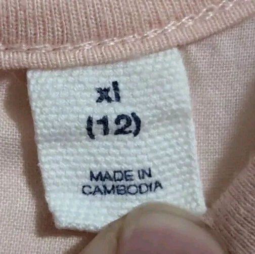 Gap Kids Solid Pink Top Blouse XL (12) Tunic Short Sleeve Embroidered Floral  - Image 4 of 4