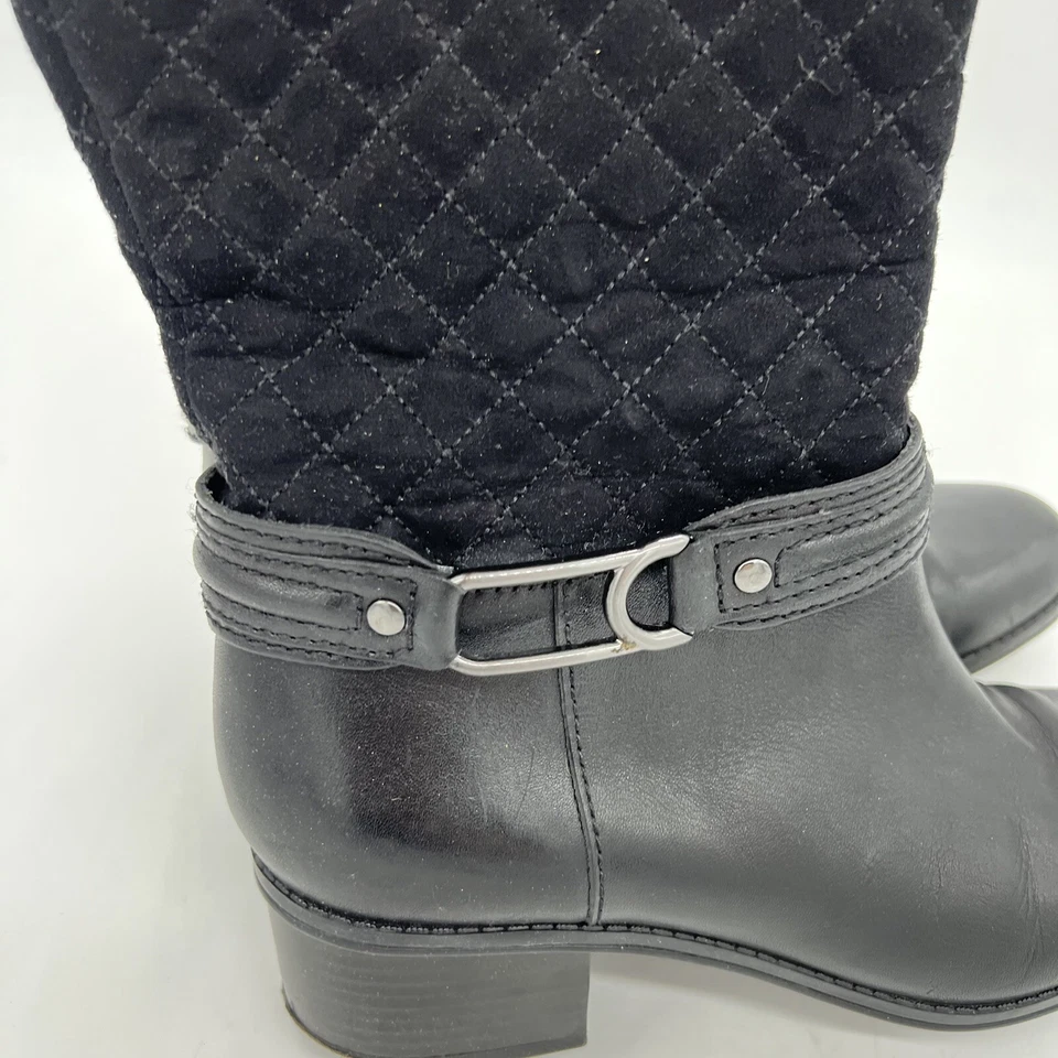 Botas de cuero negras Bandolino Cabbey acolchadas media pantorrilla talla 7 Foto 2 de 4