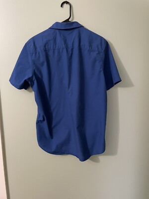 Calvin Klein Dress Shirt Men's Med Blue Short Sleeve | eBay