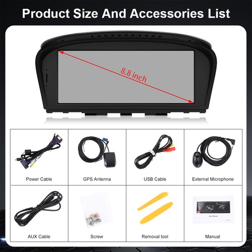 Autoradio 8,9" Android 14 per BMW 3/5 er E60 E90 8+128GB Navigatore satellitare GPS WiFi DAB+ - Foto 14 di 14