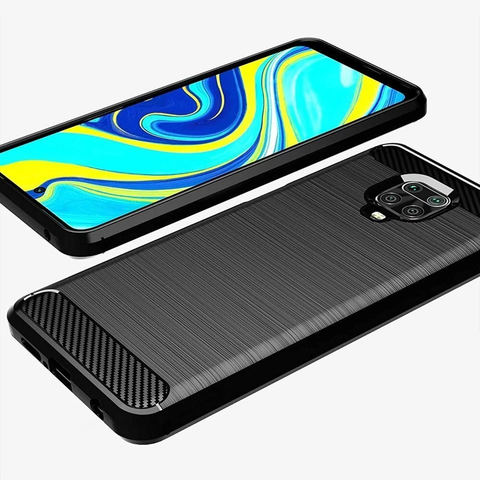 COVER CARBON LOOK per XIAOMI REDMI NOTE 9 PRO / 9S CUSTODIA SILICONE NERO - Immagine 2 di 4