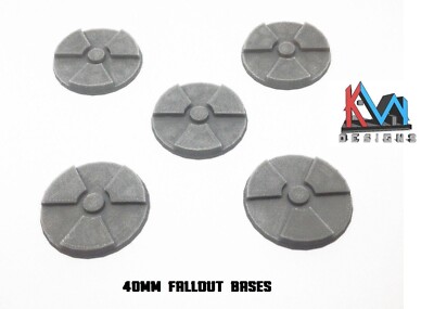 3D Printed - 40mm Fallout / Nuclear Bases - Set of 5 Bases