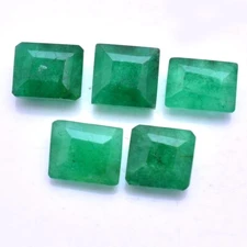 5 Pcs Natural Emerald 13mm-14mm Faceted Cut Stunning Huge Loose Gemstones Lot