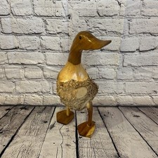 Looking Left 40cm Tall Wooden Hairy Duckling Baby Duck Bamboo Root Fairtrade