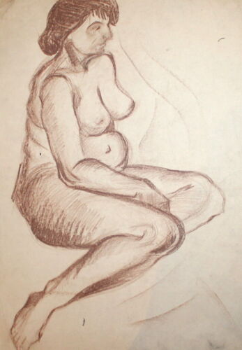 ANTIQUE PASTEL DRAWING NUDE WOMAN - Picture 1 of 10