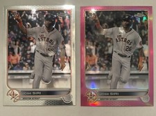 2022 Topps Chrome Pink Refractor Rookie + Base Chrome JOSE SIRI #204 Astros (2x)